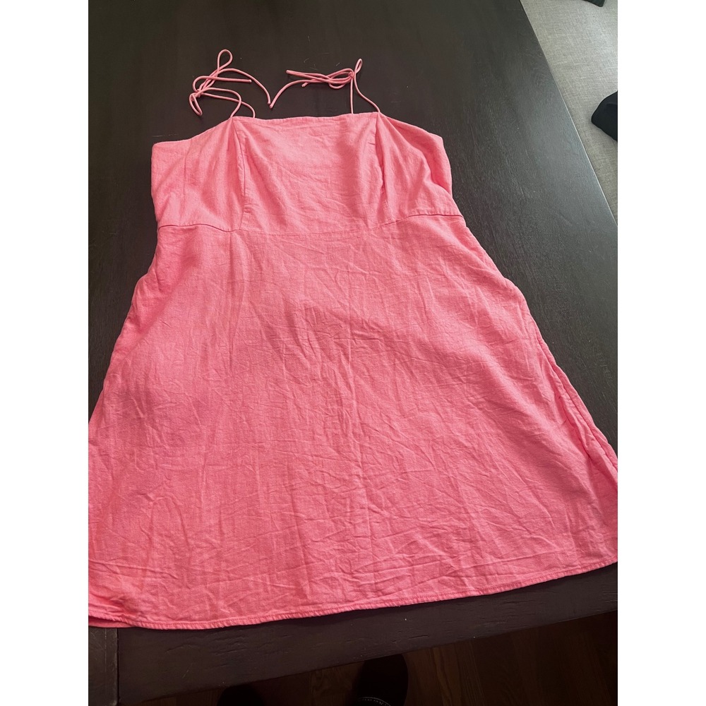 Old Navy Pink Linen Blend Tie Strap Smocked Mini Dress XXL Tall Womens - Picture 4 of 10
